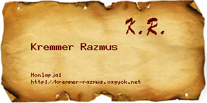 Kremmer Razmus névjegykártya